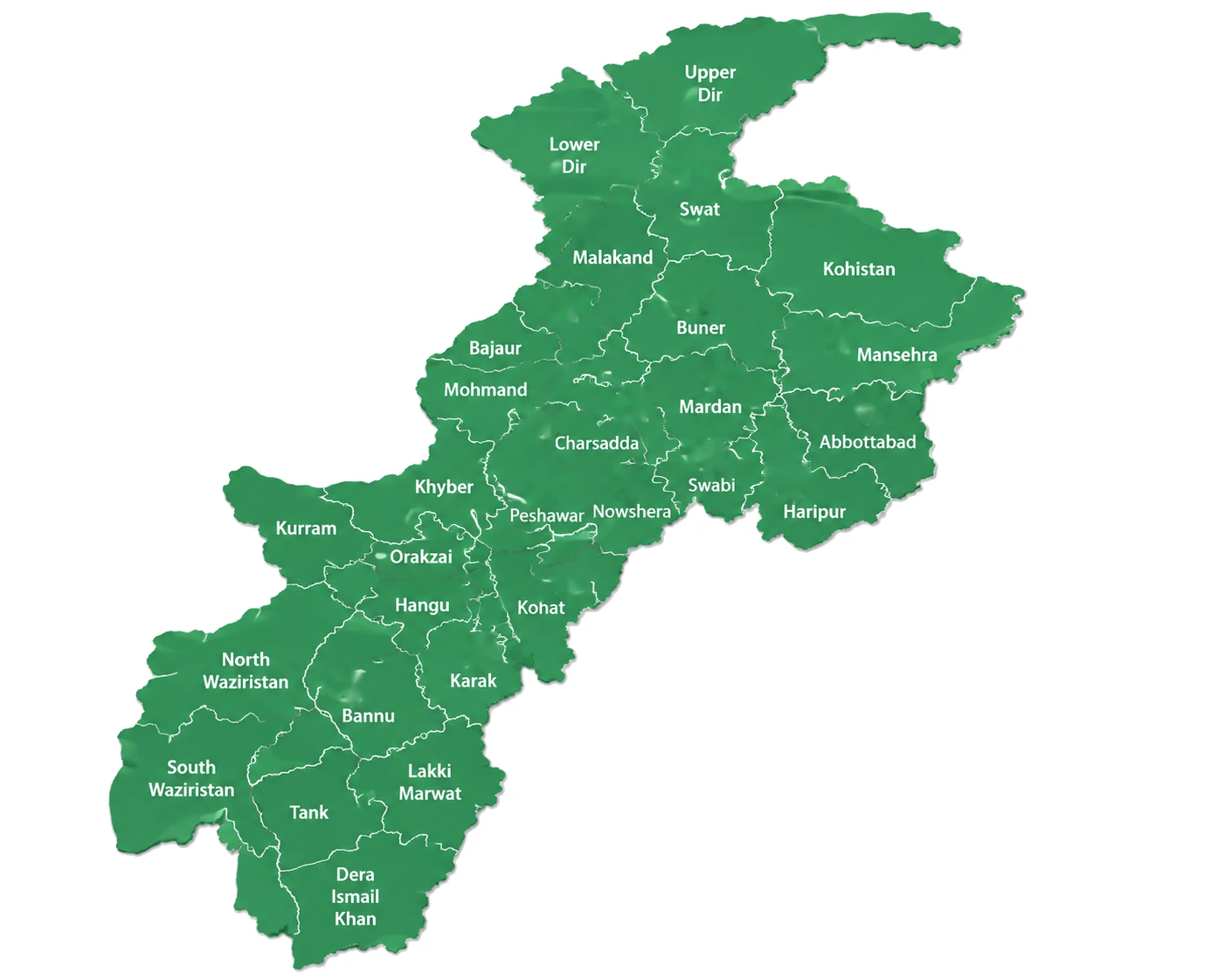 Map of Khyber Pakhtunkhwa showing office locations